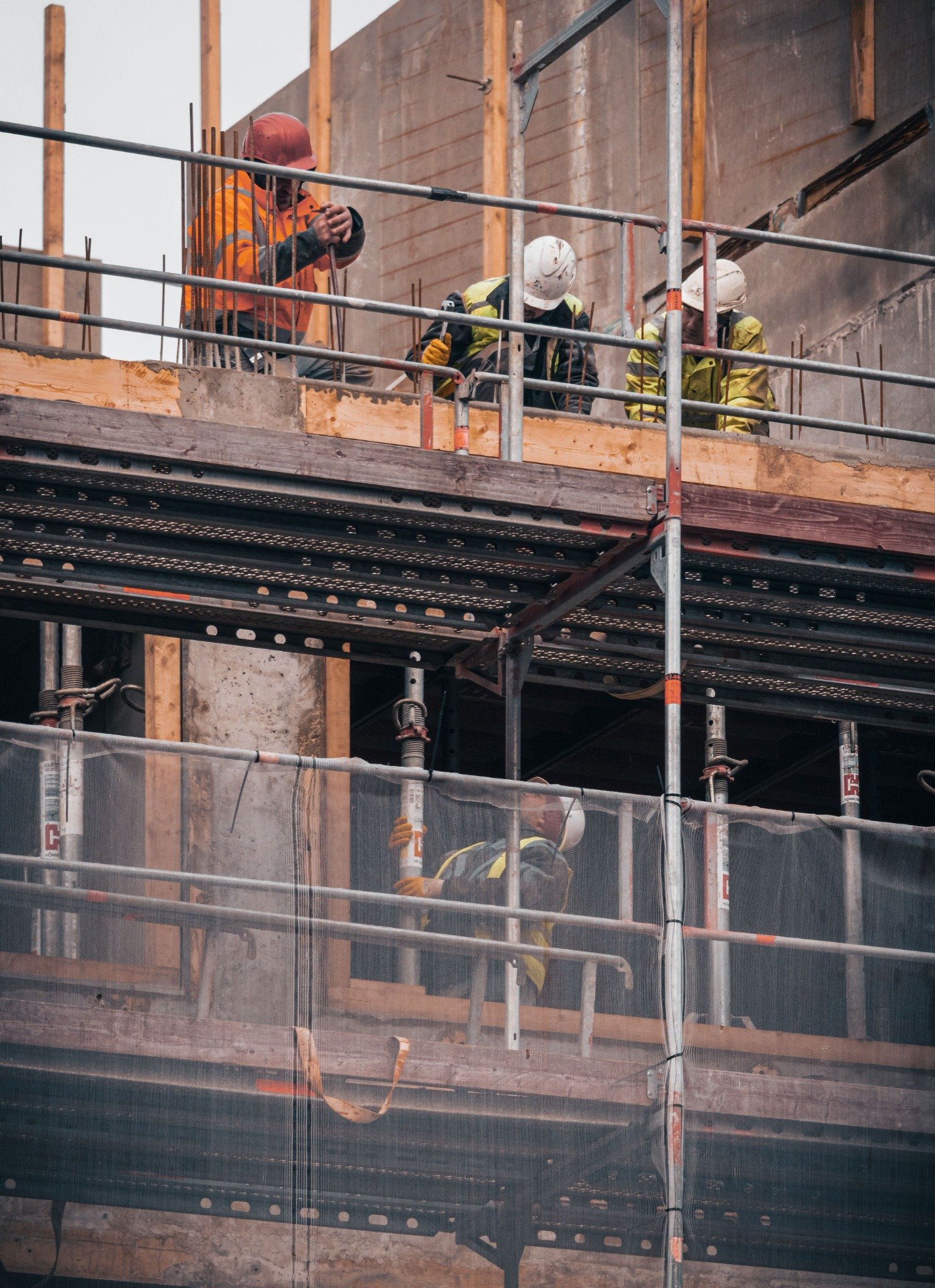 Construction team working on a residential building